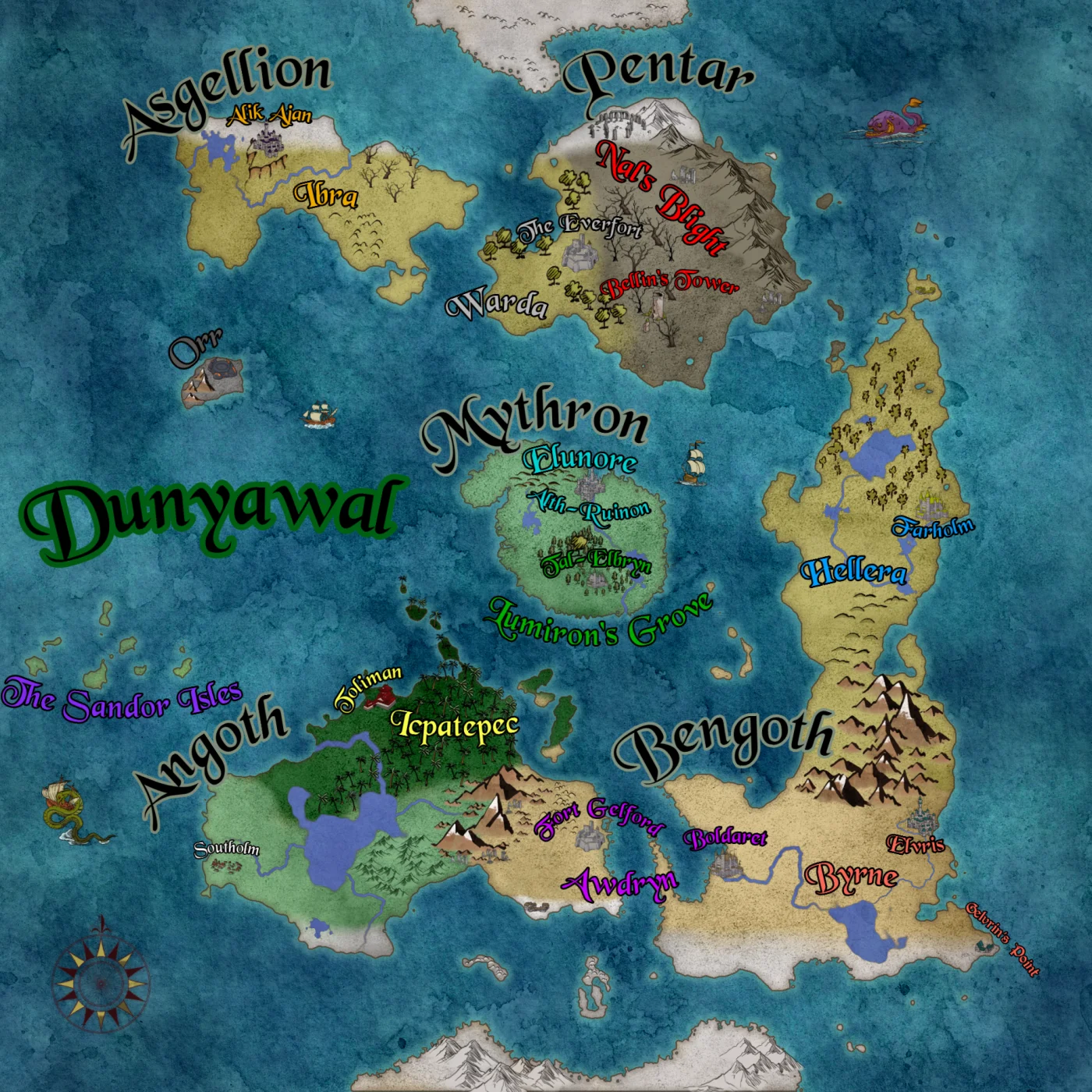 Map of the world of Dunyawal